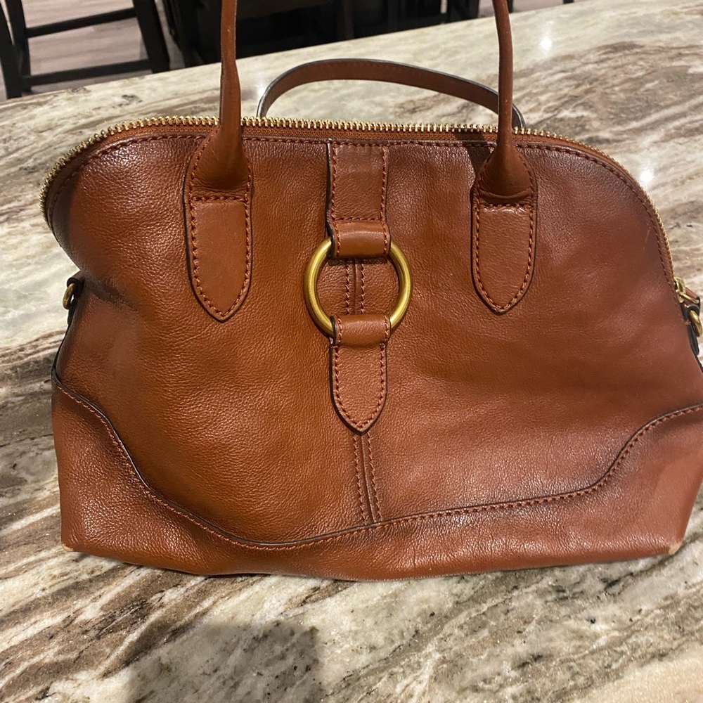 Brown leather Frye handbag